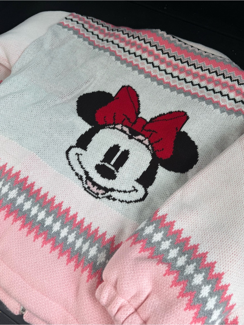 Forever 21 Pink, Red & Gray Minnie Mouse Crewneck Sweater